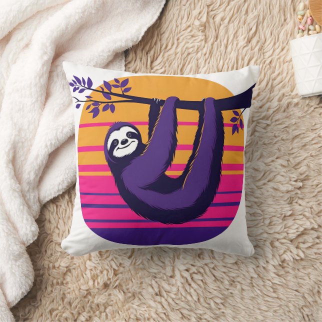 Kyla som en slot - Retro Sunset Sloth Kudde (Filt)