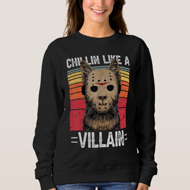 Kyla som ett byain Stil Cat Retro Scary Hall T Shirt (Framsida)