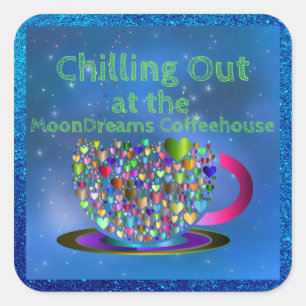 Kyla ut vid Koffehuset MoonDreams Fyrkantigt Klistermärke