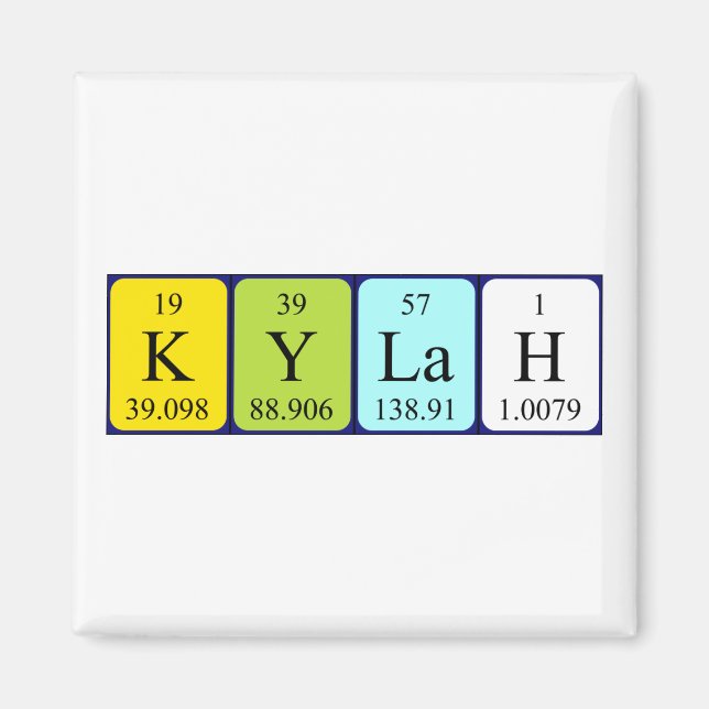Kylah periodiskt bord namn magnet (Framsidan)