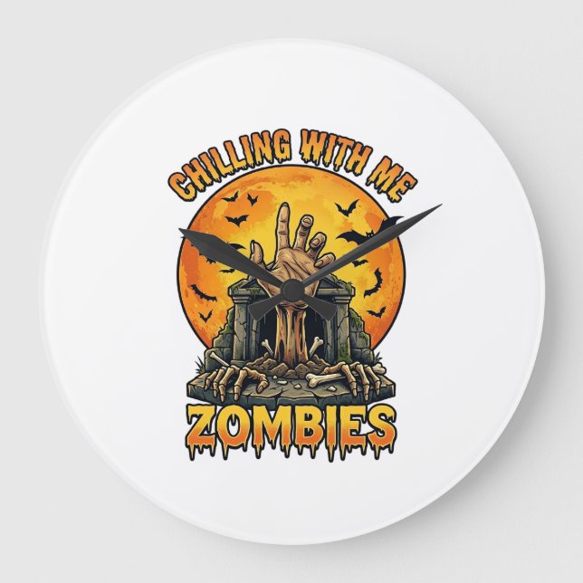 Kylande zombies hand gravsten fullmåne fladdermöss stor klocka (Framsida)