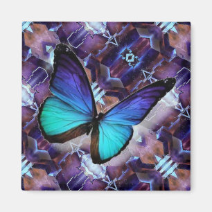 Kylare Magnet Blue Butterfly på Fluorit