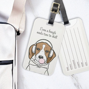 Kylbeagle med Rolig hund Bubblegum Cute Bagagebricka