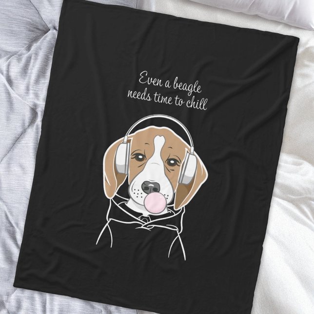 Kylbeagle med Rolig hund Bubblegum Cute Fleecefilt (Skapare uppladdad)