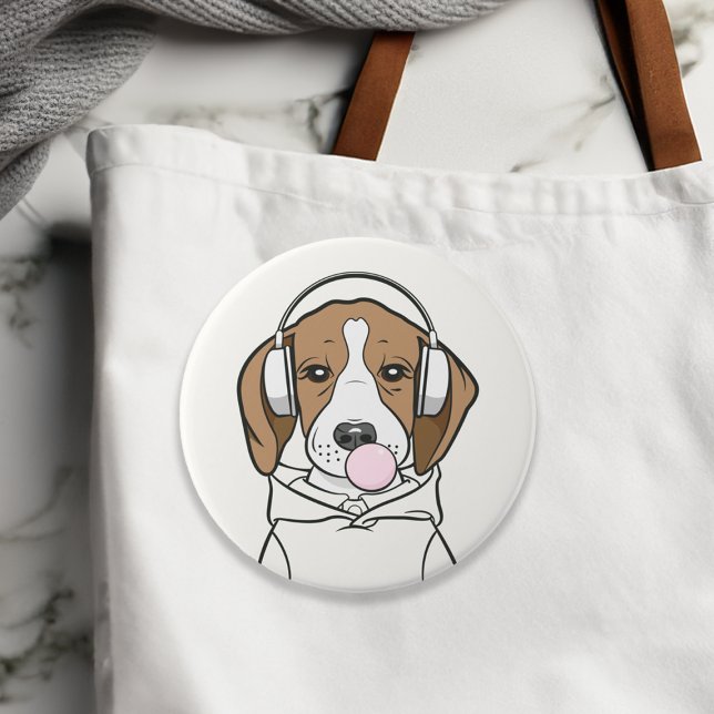 Kylbeagle med Rolig hund Bubblegum Cute Knapp (Skapare uppladdad)