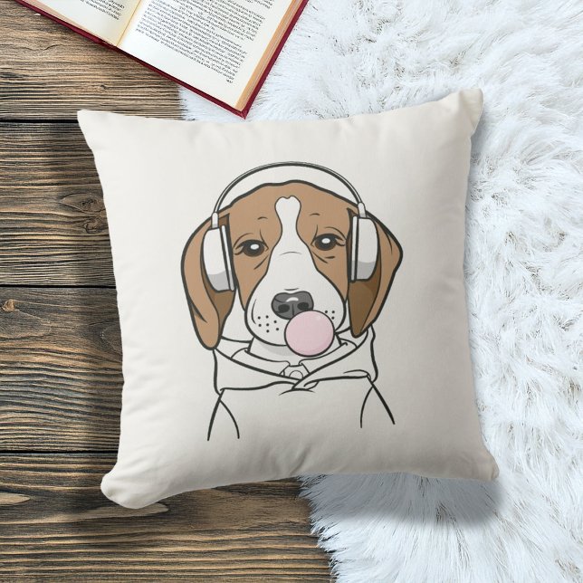 Kylbeagle med Rolig hund Bubblegum Cute Kudde (Skapare uppladdad)
