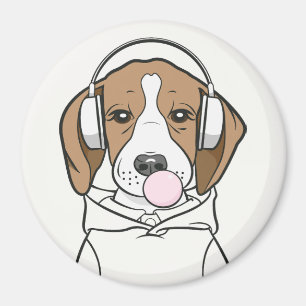 Kylbeagle med Rolig hund Bubblegum Cute Magnet
