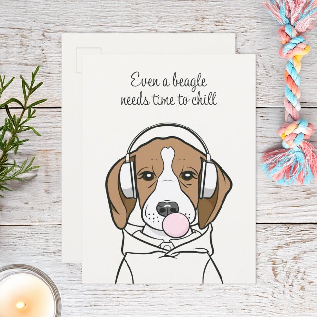 Kylbeagle med Rolig hund Bubblegum Cute Vykort (Skapare uppladdad)