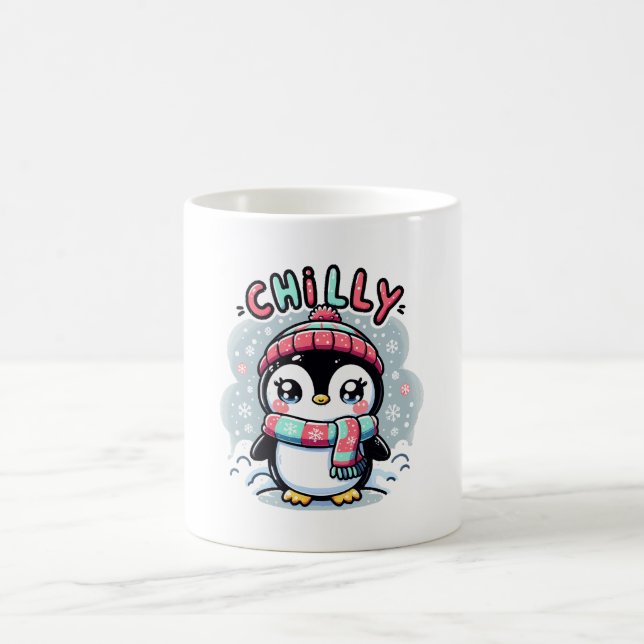 Kyld Penguin Snöig Halsduk Knuff Kaffemugg (Center)