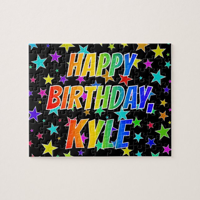 "KYLE" Förnamn, Rolig "GRATTIS PÅ FÖDELSEDAGEN" Pussel (Horisontell)