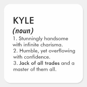 Kyle namn, Redigerbart namn, Anpassat namn Fyrkantigt Klistermärke