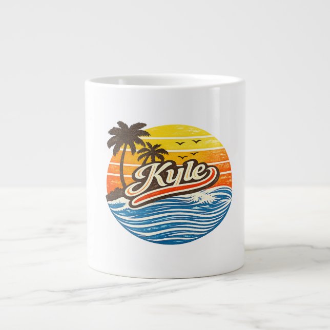 Kyle Retro Sunset Name Design Jumbo Mugg (Framsidan)