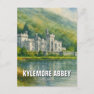 Kylemore Abbey Ireland Watercolor Vykort
