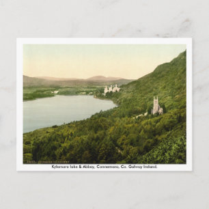 Kylemore sjö & Abbey, Connemara, Galway Ireland Vykort