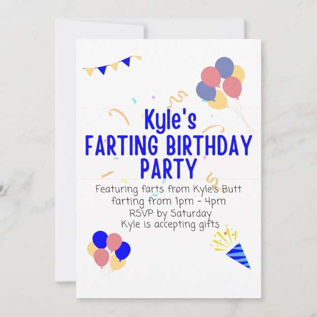 Kyles födelsedagsfest med fjärtar inbjudningar (Framsida)