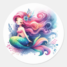 Kylfärgade Sjöjungfruar Runt Klistermärke