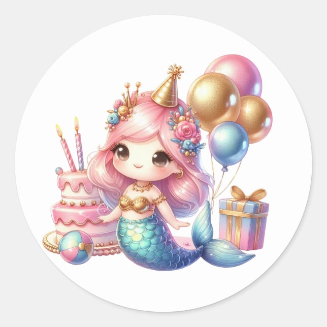 Kylfärgade Sjöjungfruar Runt Klistermärke (Framsida)