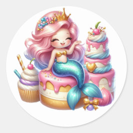 Kylfärgade Sjöjungfruar Runt Klistermärke