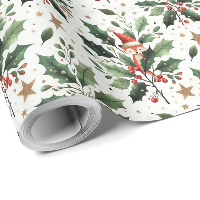 Kylfluffa Jultomten Frävkrans andedräkt Presentpapper (Rullad Hörn)