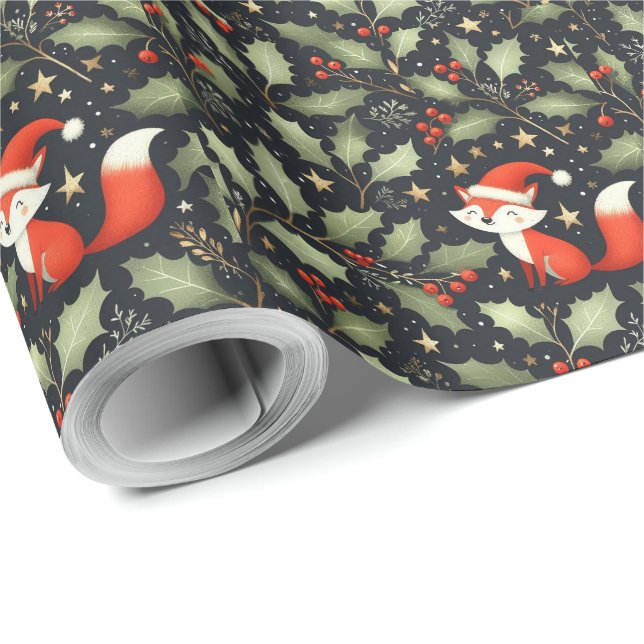 Kylfluffa Jultomten Frävkrans andedräkt Presentpapper (Rullad Hörn)