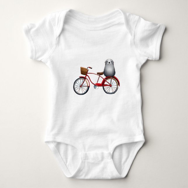 Kylförsegling av liten tecknad på en cykel t shirt (Framsida)