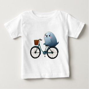Kylförsegling av liten tecknad på en cykel t shirt