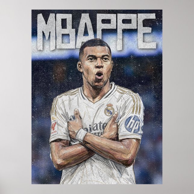 Kylian Mbappe Konstnärlig Klotterporträtt Poster (Framsidan)