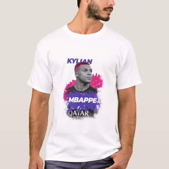 Kylian Mbappé Modern Porträtt Grafisk Basic Tröja (Framsida)