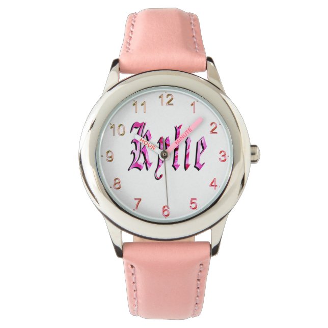 "Kylie" Blommig Rosa Kylie Namn, Armbandsur (Framsida)