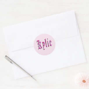 "Kylie" Blommig Rosa Kylie Namn, Runt Klistermärke