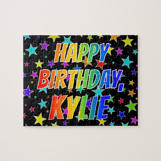 "KYLIE" Första Namn, Roligten "GRATTIS PÅ FÖDELSED Pussel (Horisontell)