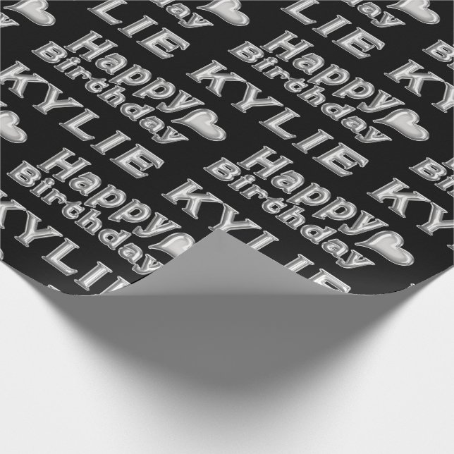 Kylie Happy Birthday silver black Geschenk papier Presentpapper (Hörn)
