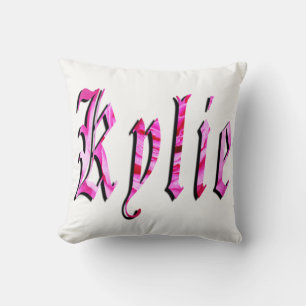 Kylie, Namn, Logotyp, Vit Throw Cushion. Kudde