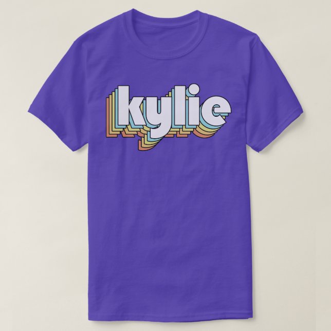 Kylie Retro Regbow Typography Faded Stil T Shirt (Design framsida)