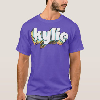 Kylie Retro Regbow Typography Faded Stil T Shirt