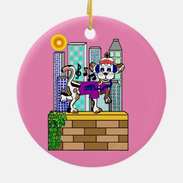 Kylig Chilihund för horisont Julgransprydnad Keramik (Baksidan)