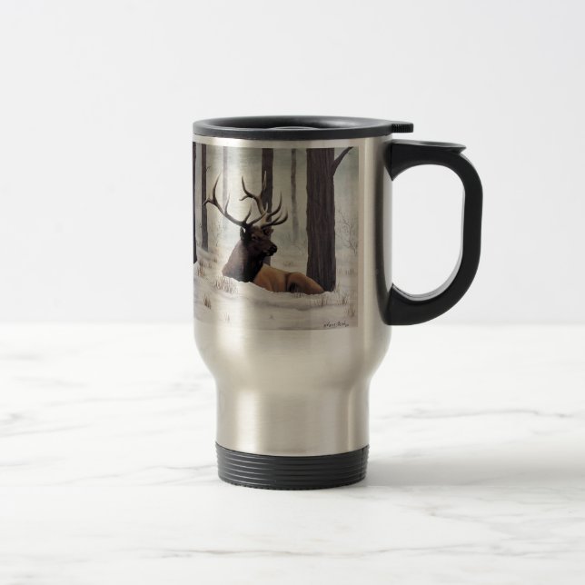 "Kylig" tjurälg i snötravel mug Resemugg (Höger)