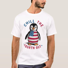 Kyll den fjärde lustigande Penguin USA flagga T Shirt