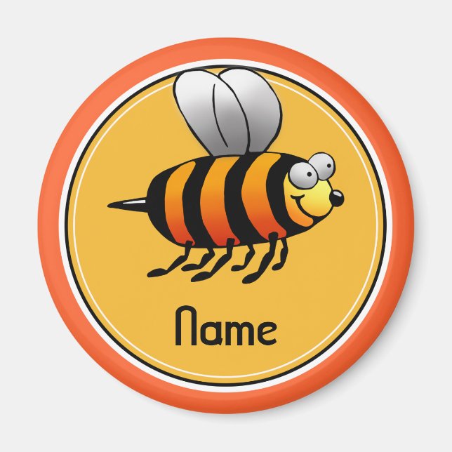 Kylmagnet, Namn-mallen, Cute Bee Magnet (Framsidan)