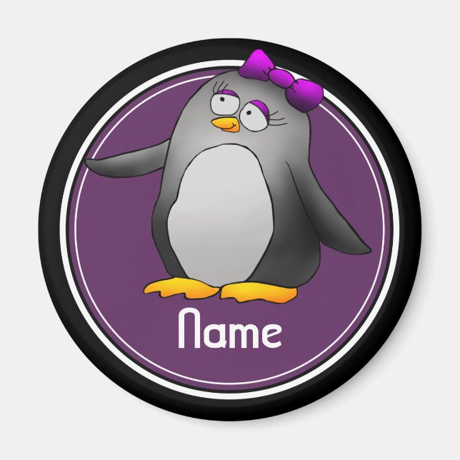 Kylmagnet, Namn-mallen, Cute Penguin Magnet (Framsidan)