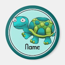 Kylmagnet, Namn-mallen, Cute Turtle