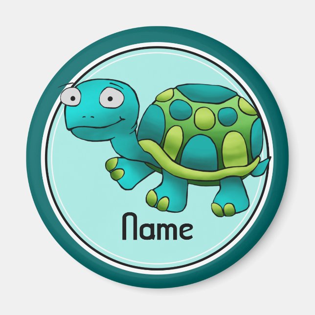 Kylmagnet, Namn-mallen, Cute Turtle Magnet (Framsidan)