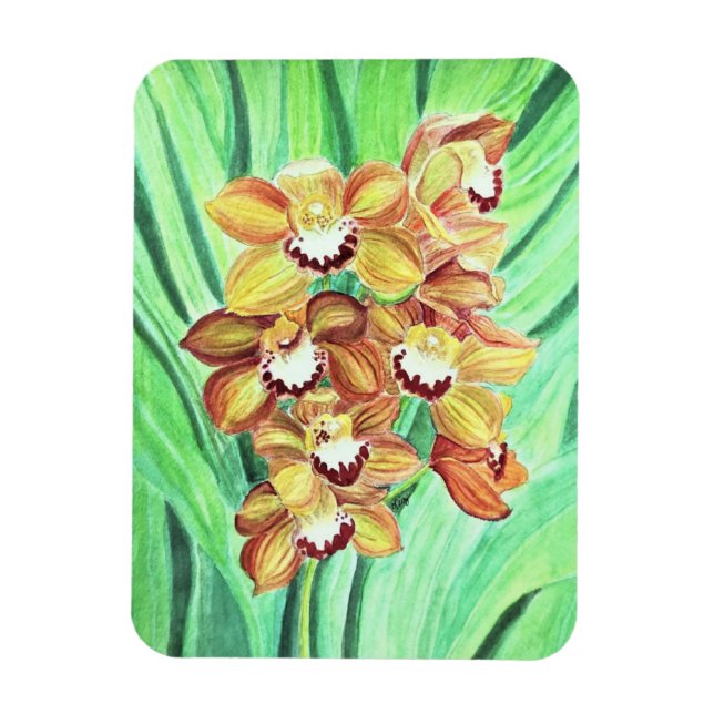 Kylmagnet - Oranges- och Gult Orchips Magnet (Vertikal)