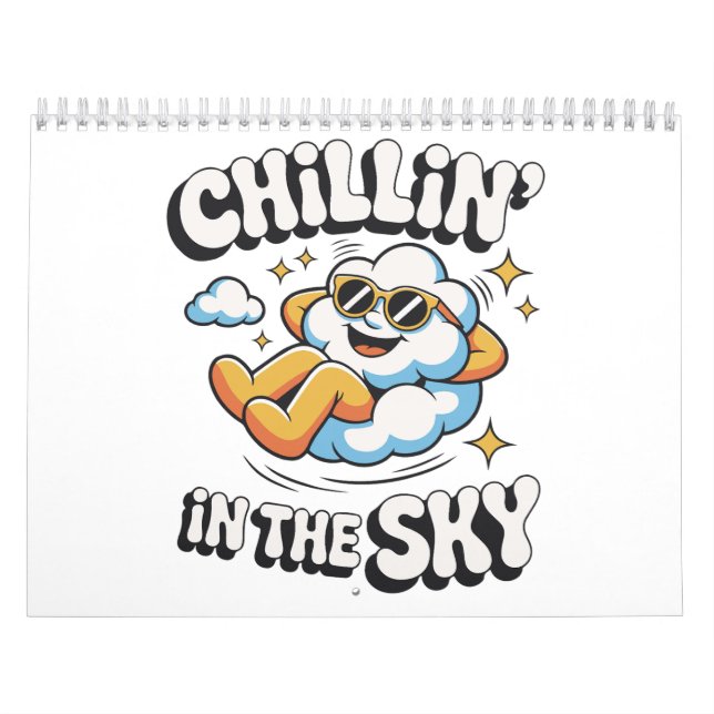 Kylning i Himmel Cute Cloud Design Wall Kalender (Omslag)