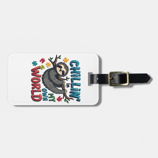 Kylning i min världsslarviga autismmedvetenhet bagagebricka (Horisontell Framsida)