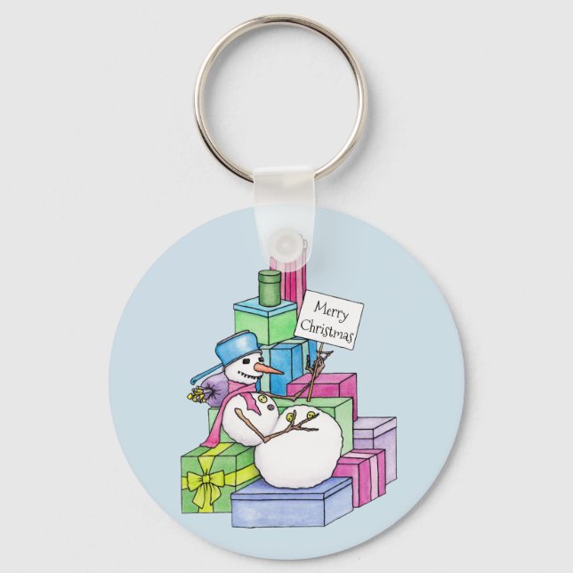 Kylning i snögubbe på presenter nyckelring (Framsida)
