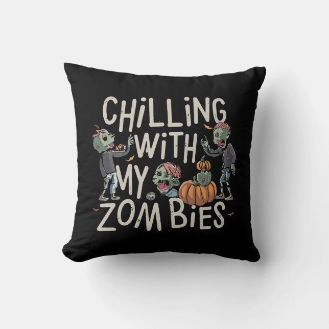 Kylning med min Zombies Funny Halloween Costume Kudde (Framsida)