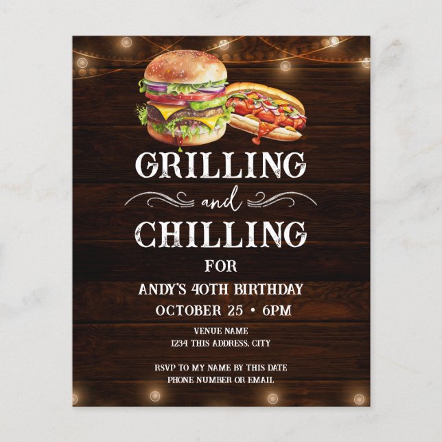 Kylning och grillning 40:e födelsedagen Inbjudan (Framsida)