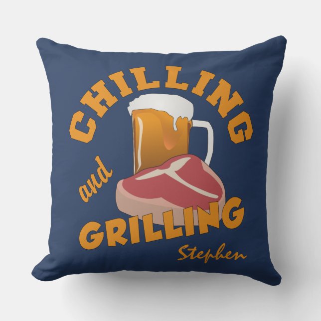 Kylning och grillning, eget namn dekorativ kudde (Framsida)