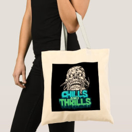 Kylor och trådar Skull Halloween Tote Bag Tygkasse